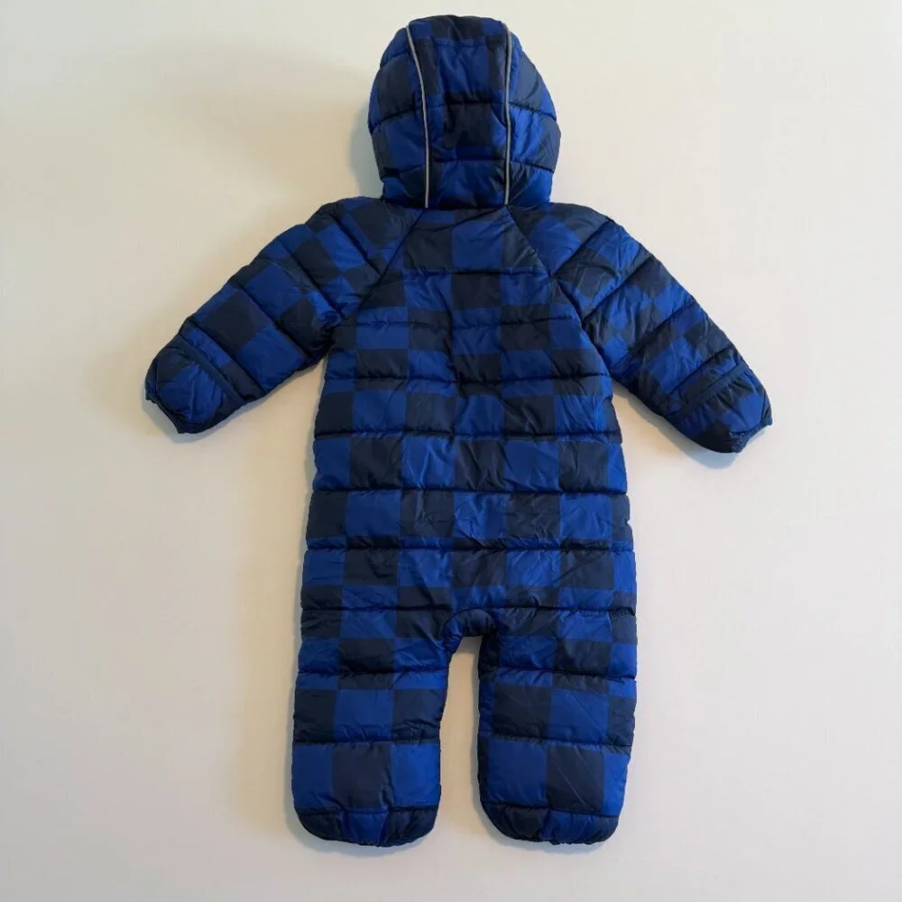 HANNA ANDERSSON Insulated Hooded Full Zip Snowsuit Blue Checkered 70cm